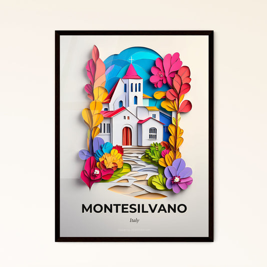 Vivid Montesilvano, Italy - a church with a pathway and flowers in the foreground