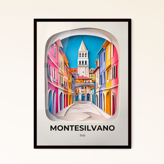 Vivid Montesilvano, Italy - a street with a clock tower