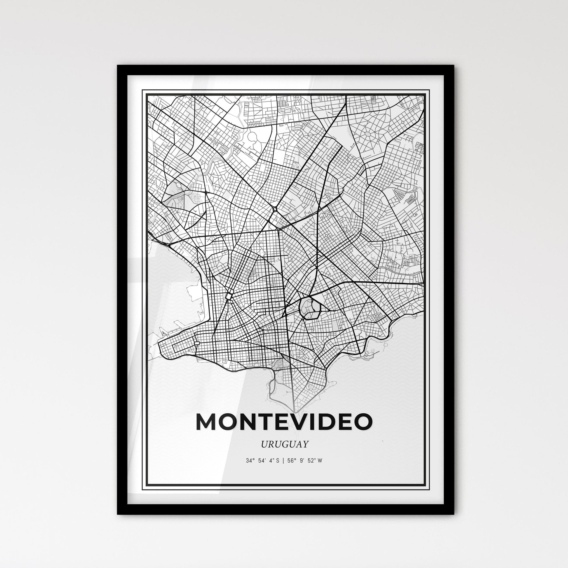 Montevideo Uruguay - Scandinavian Style City Map for Modern Home Decor