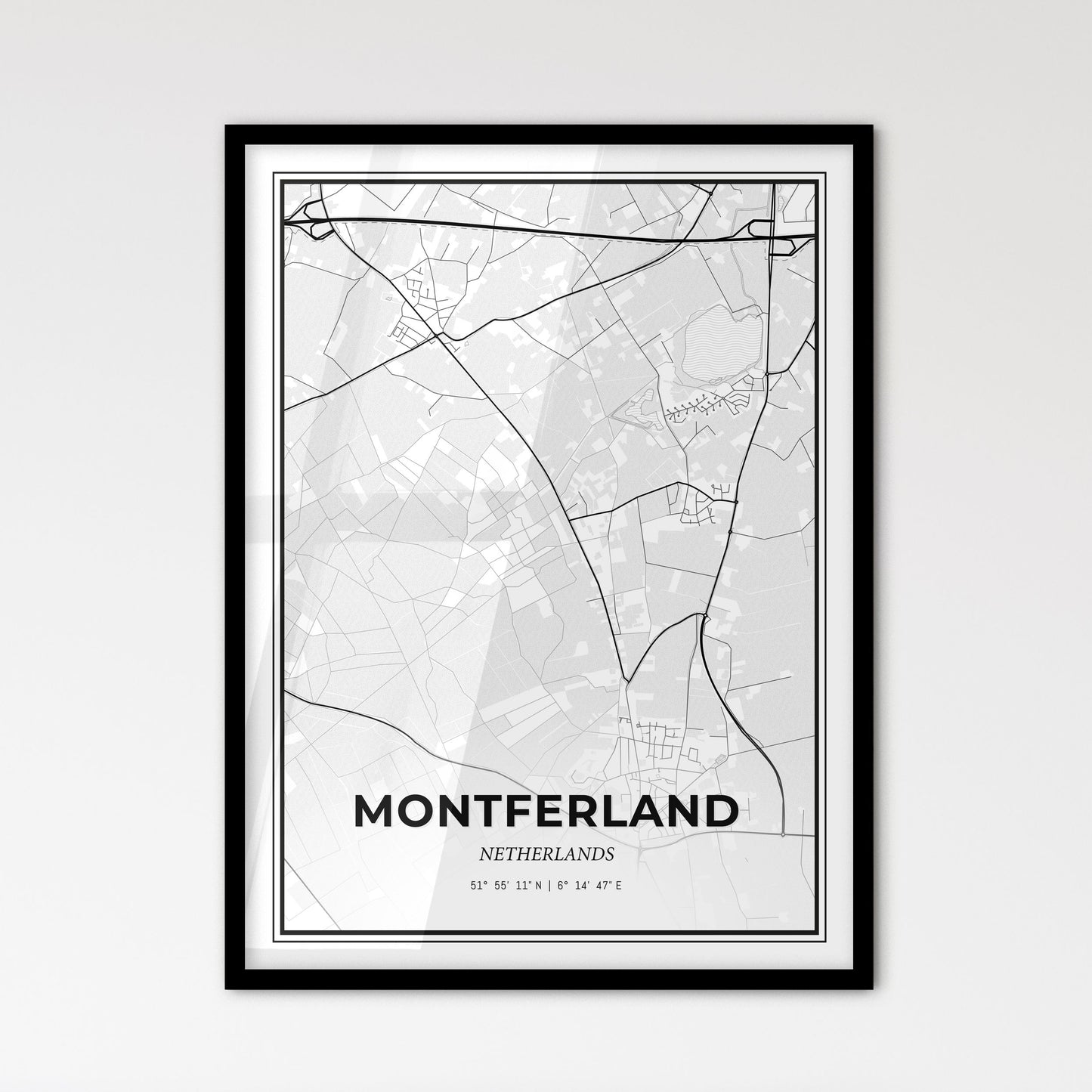  Montferland Netherlands - Scandinavian Style City Map for Modern Home Decor