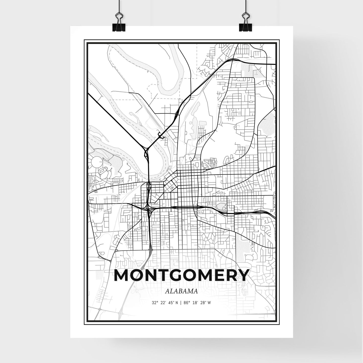 Montgomery Alabama - Premium City Map Poster