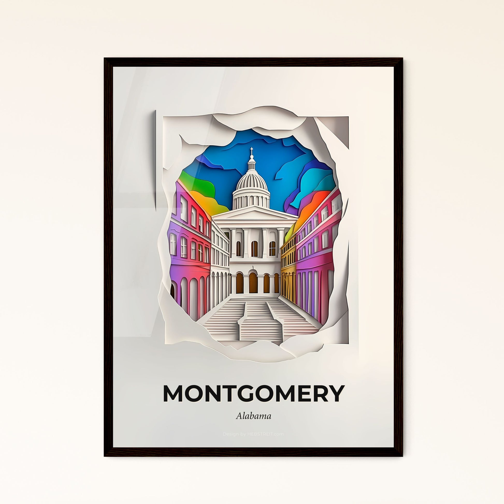 Vivid Montgomery, Alabama - a paper cut of a building with a rainbow flag