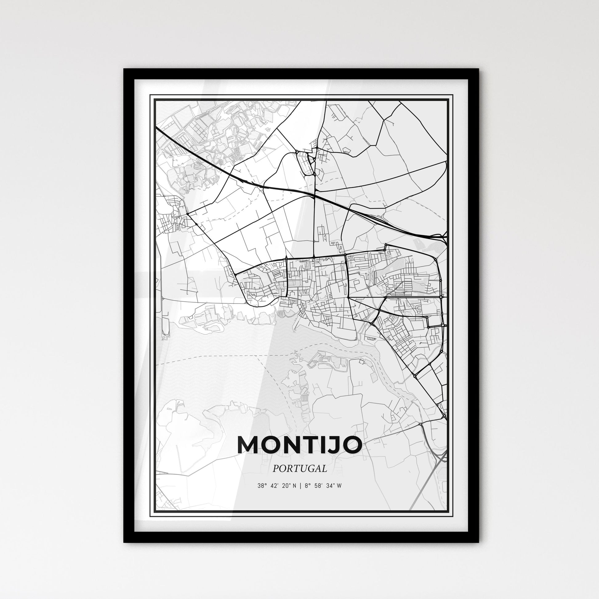 Montijo Portugal - Scandinavian Style City Map for Modern Home Decor