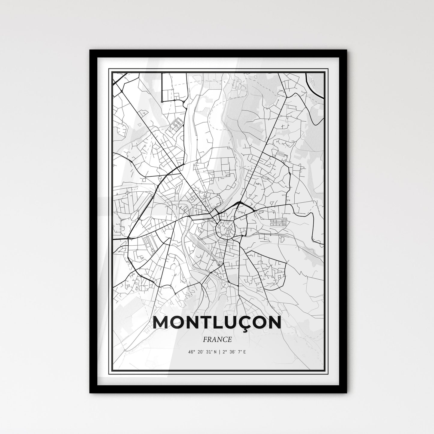 Montluçon France - Scandinavian Style City Map for Modern Home Decor