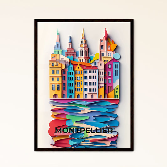 Vivid Montpellier, France - a paper cut of a city with a river