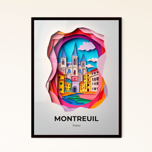 Vivid Montreuil, France - a paper cut of a city with a river