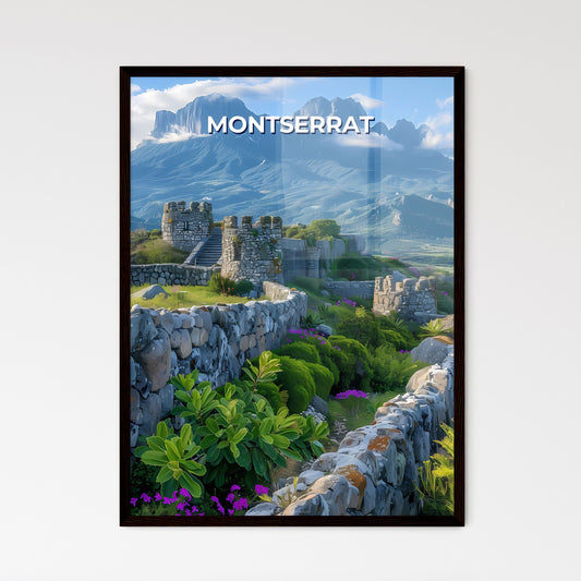 Vibrant Montserrat Castle Painting - Stone Wall Art from North America Framed Art
