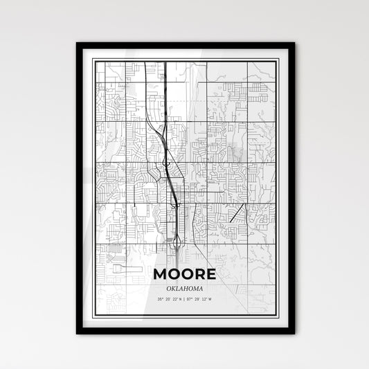 Moore Oklahoma - Scandinavian Style City Map for Modern Home Decor