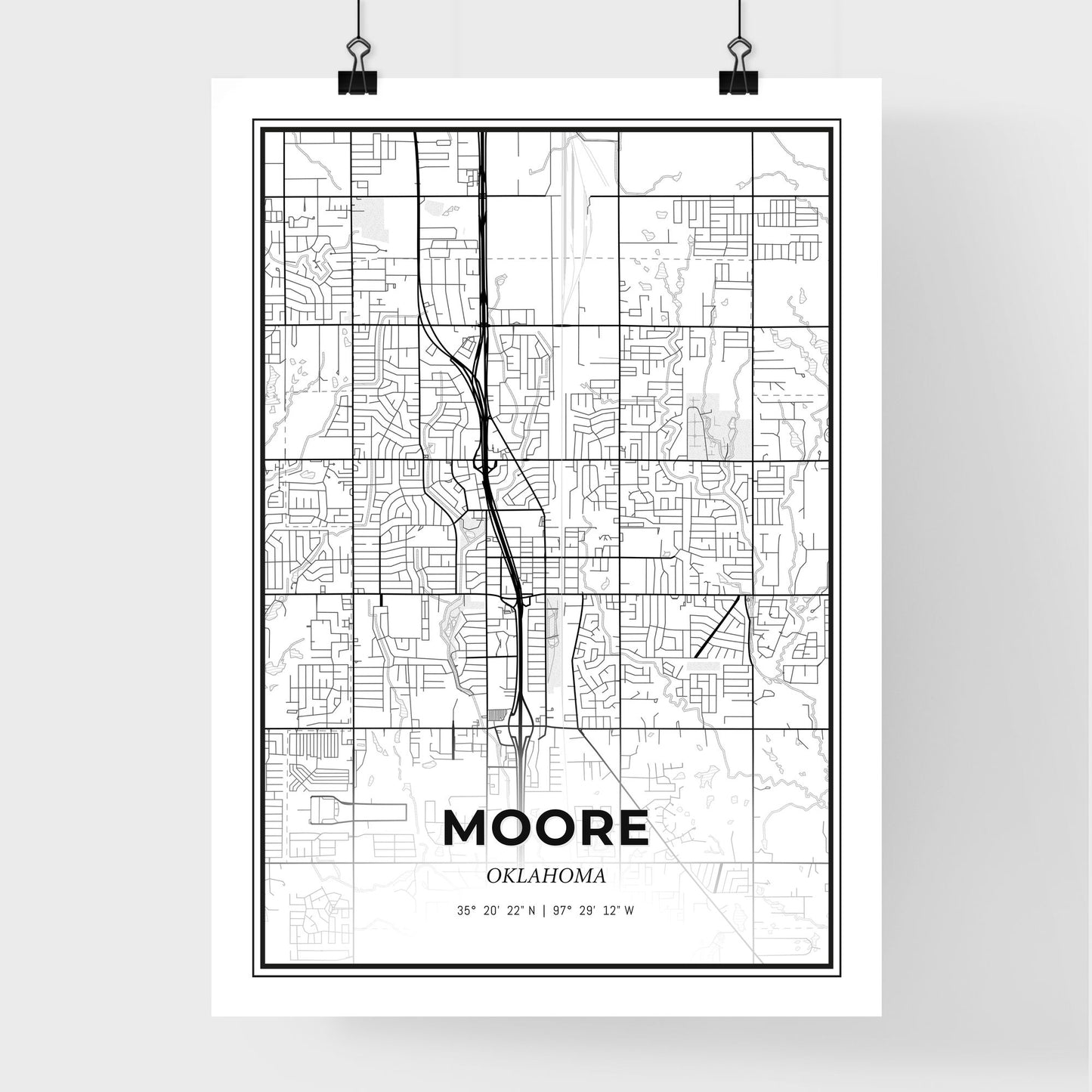 Moore Oklahoma - Premium City Map Poster