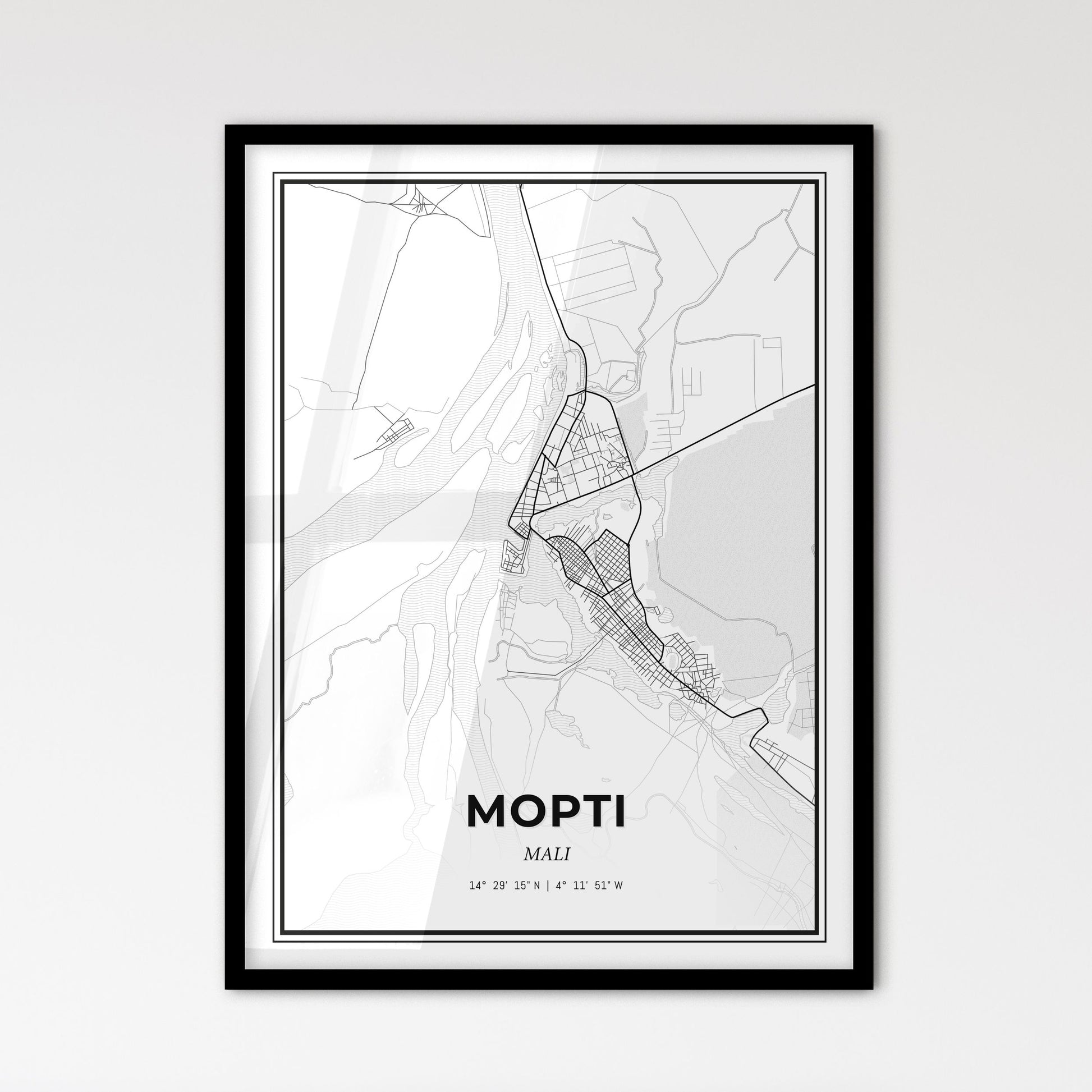 Mopti Mali - Scandinavian Style City Map for Modern Home Decor