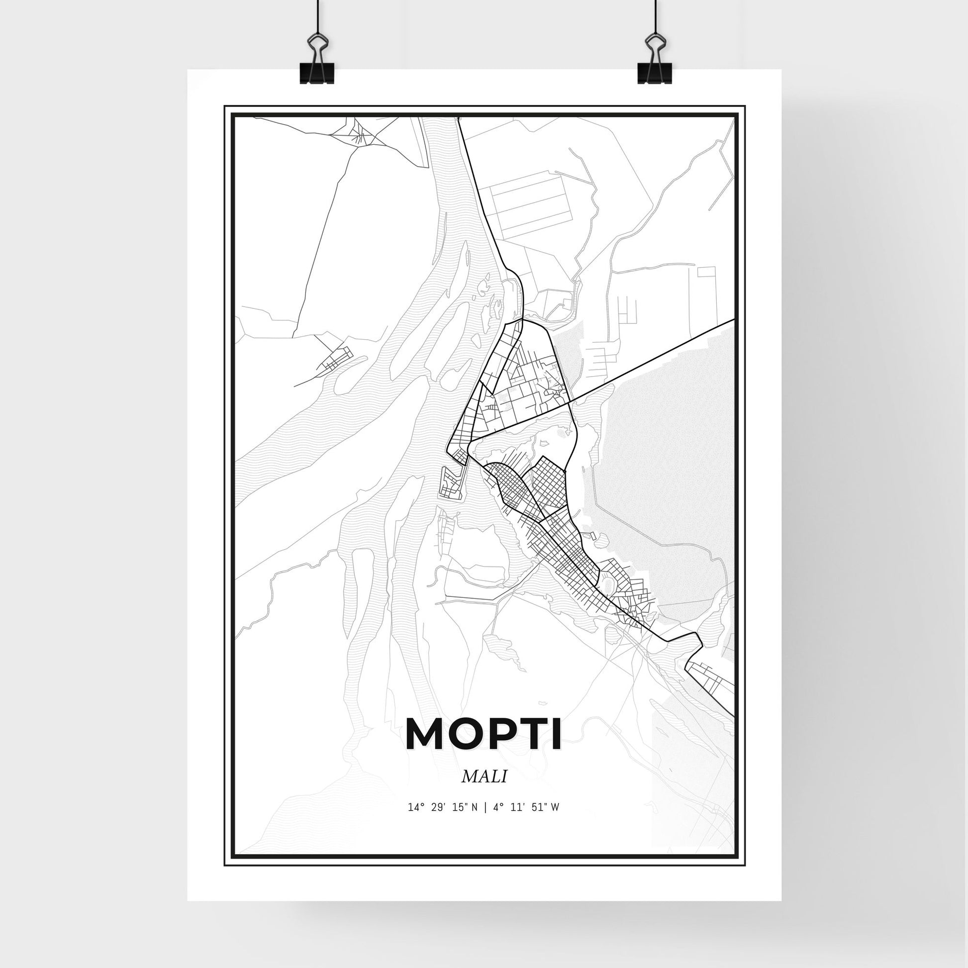 Mopti Mali - Premium City Map Poster