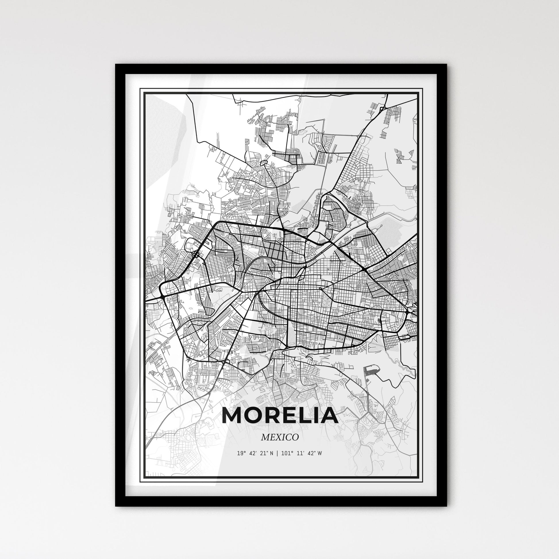 Morelia Mexico - Scandinavian Style City Map for Modern Home Decor