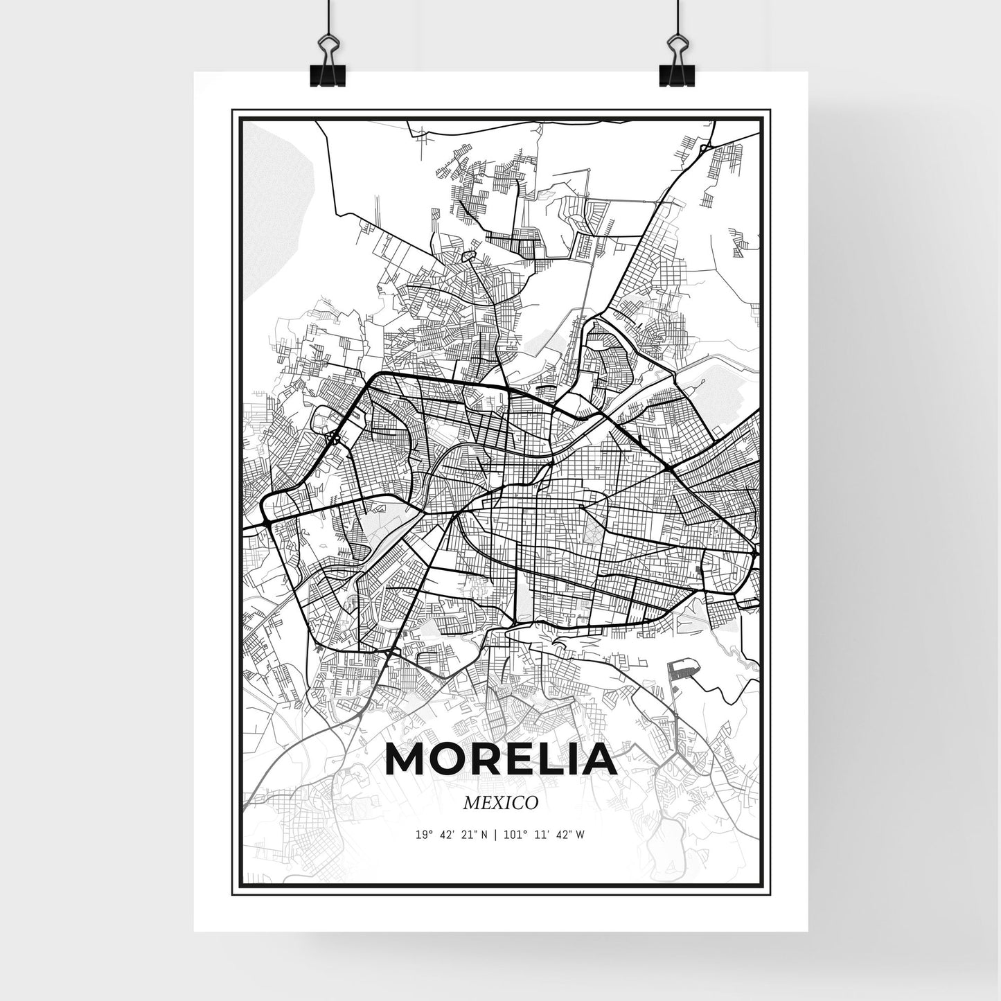 Morelia Mexico - Premium City Map Poster