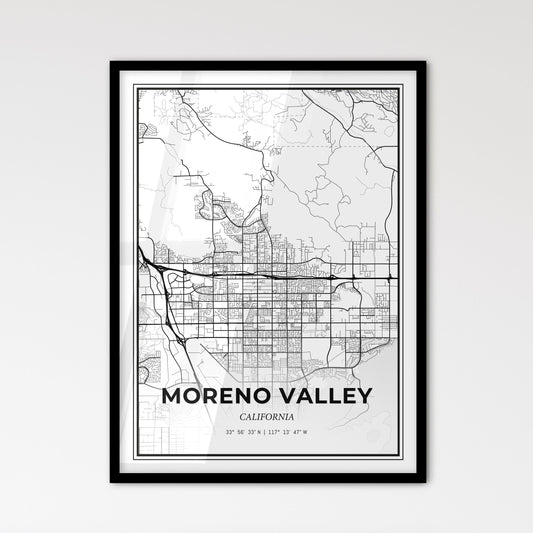 Moreno Valley California - Scandinavian Style City Map for Modern Home Decor