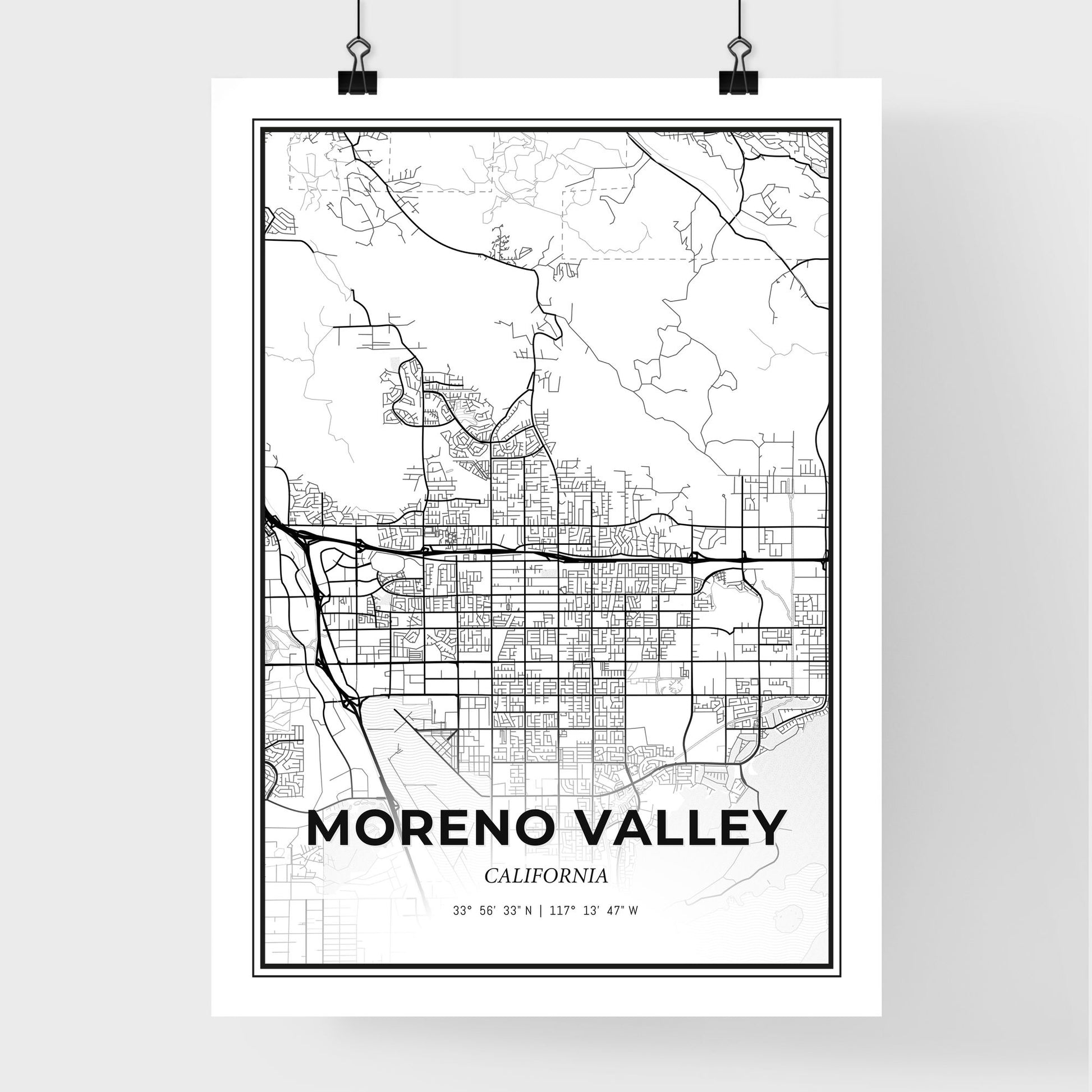 Moreno Valley California - Premium City Map Poster