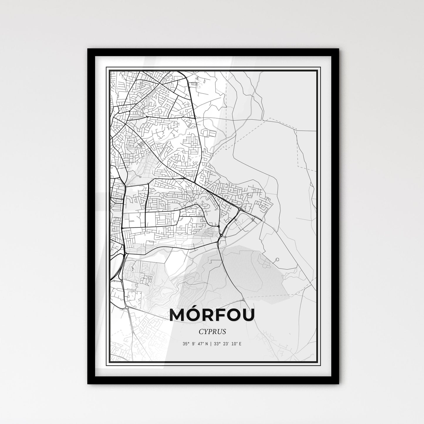 Mórfou   Cyprus - Scandinavian Style City Map for Modern Home Decor