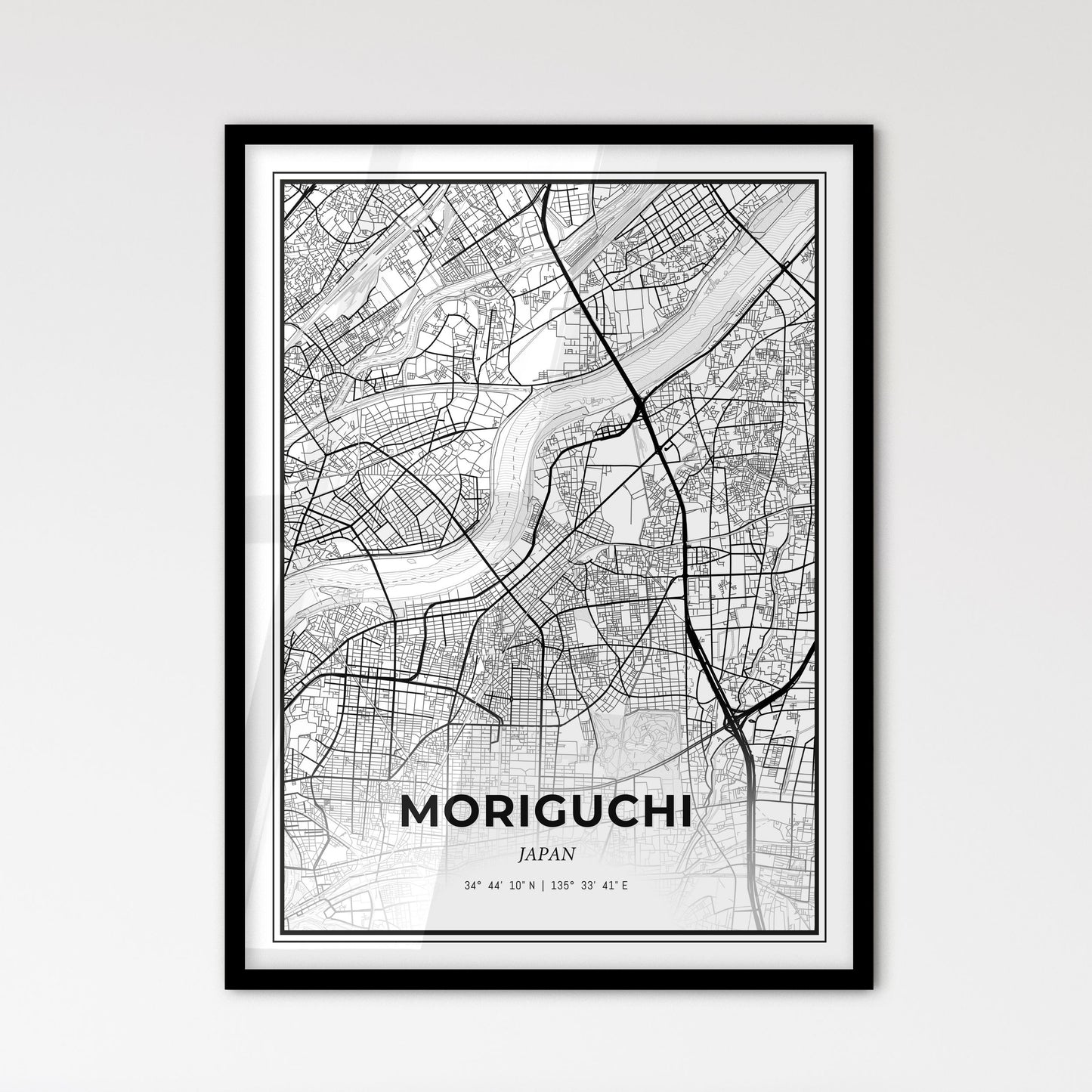 Moriguchi Japan - Scandinavian Style City Map for Modern Home Decor