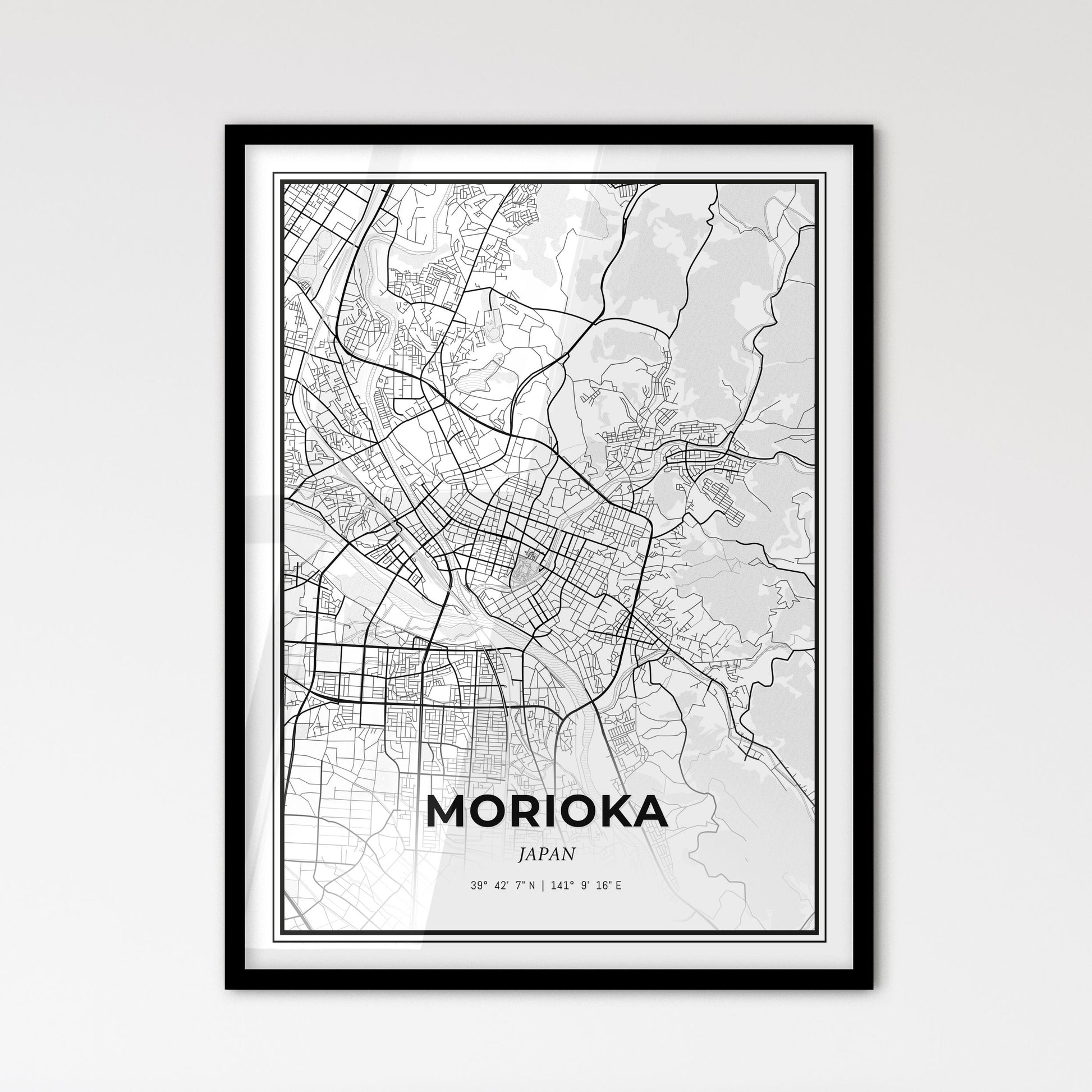 Morioka Japan - Scandinavian Style City Map for Modern Home Decor