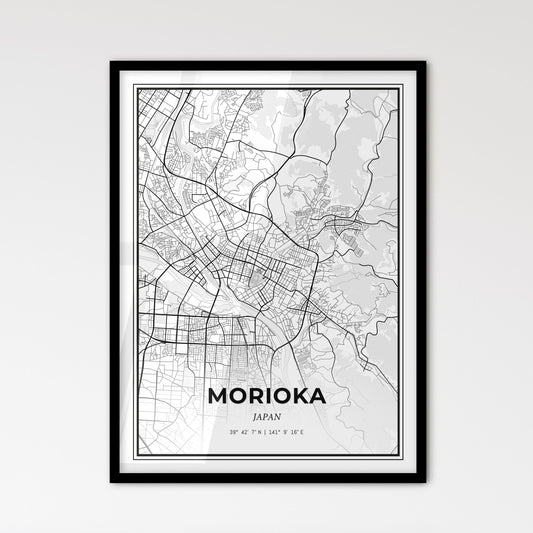 Morioka Japan - Scandinavian Style City Map for Modern Home Decor