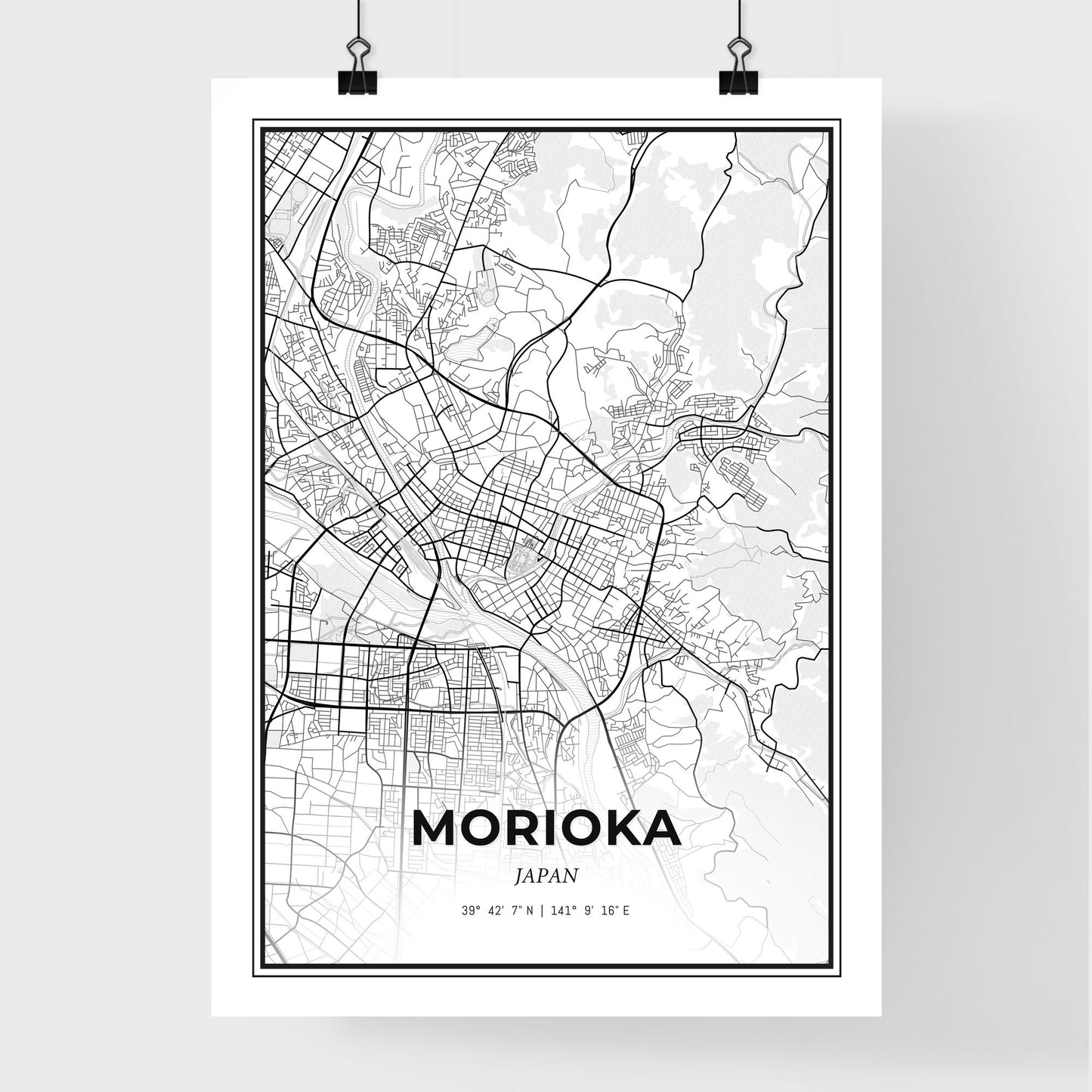 Morioka Japan - Premium City Map Poster