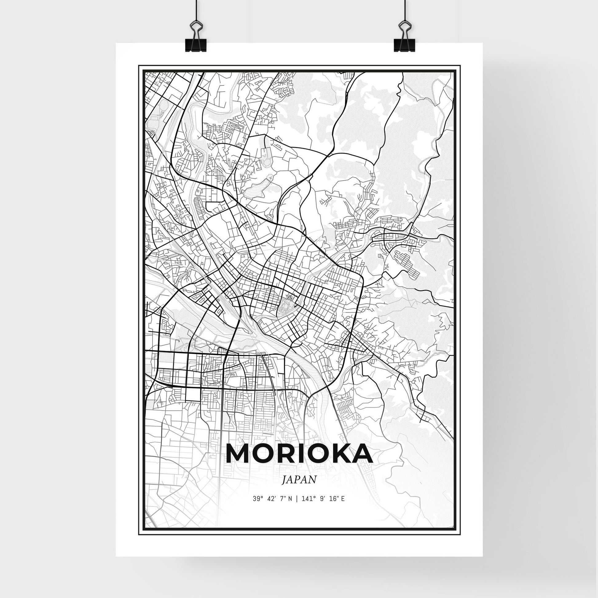 Morioka Japan - Premium City Map Poster