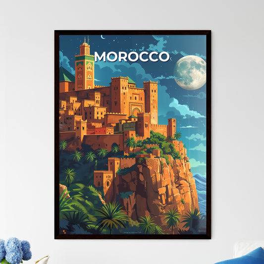 Vibrant Painting of a Majestic Castle on a Cliff in Morocco, North Africa