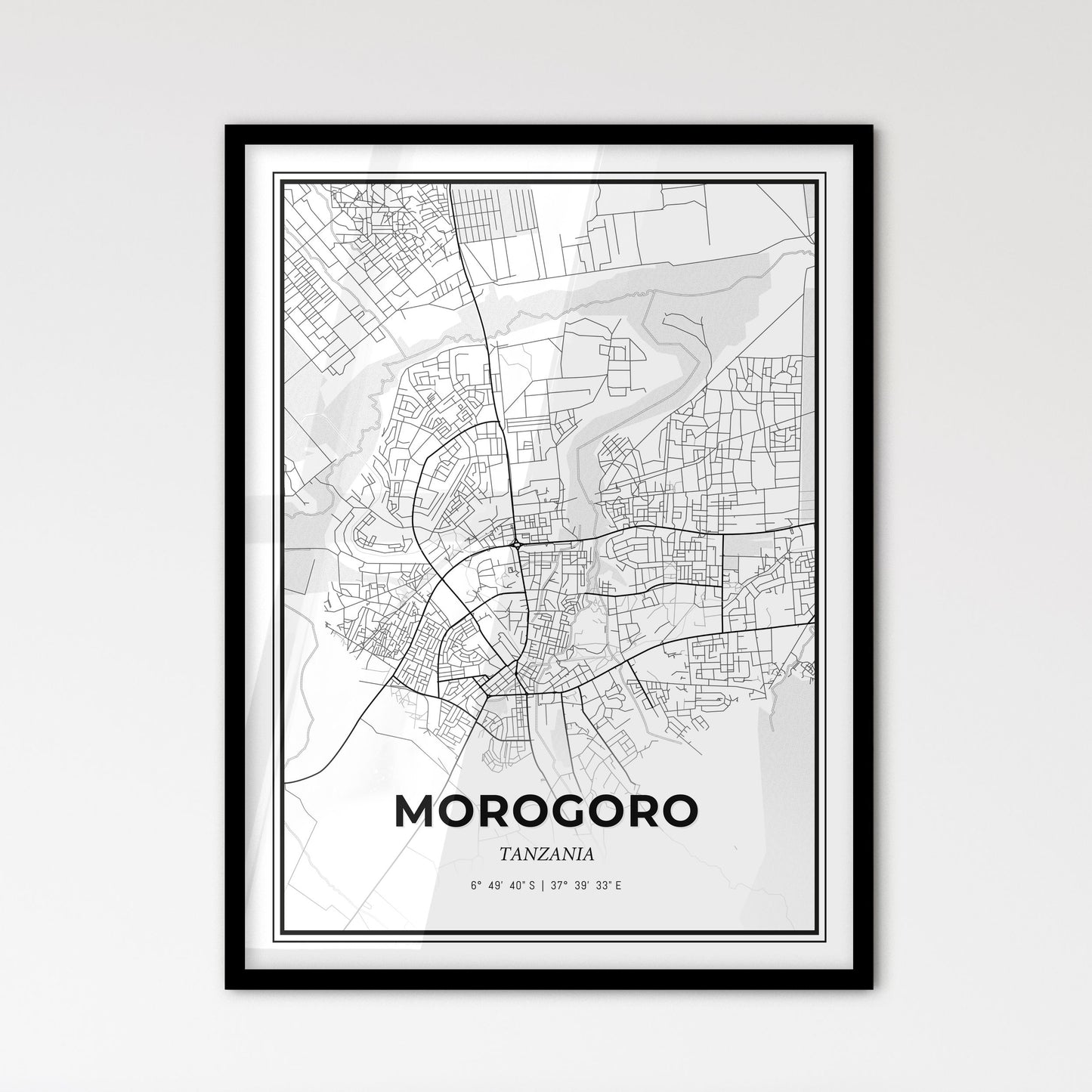 Morogoro Tanzania - Scandinavian Style City Map for Modern Home Decor