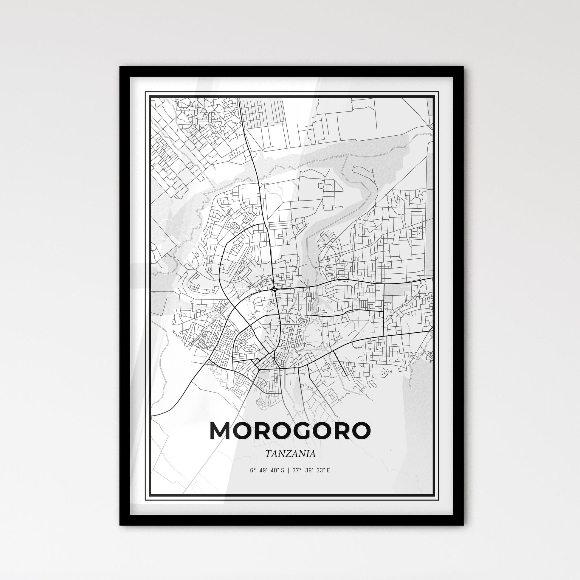 Morogoro Tanzania - Scandinavian Style City Map for Modern Home Decor