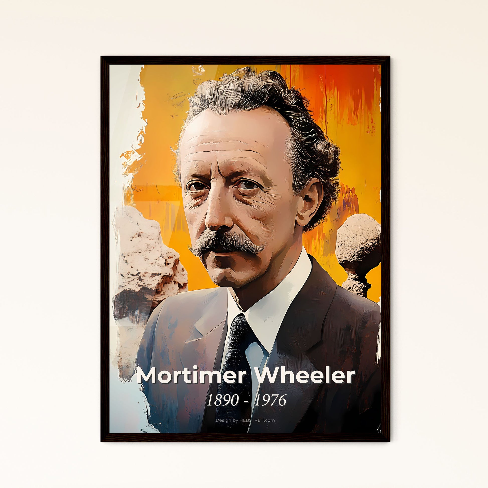 Portrait of Mortimer Wheeler, 1890 - 1976. Impressionistic painting of a man with a mustache.