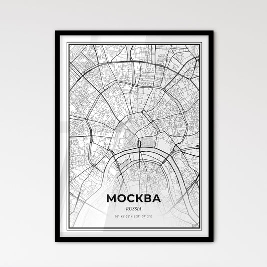 Moscow Russia - Scandinavian Style City Map for Modern Home Decor