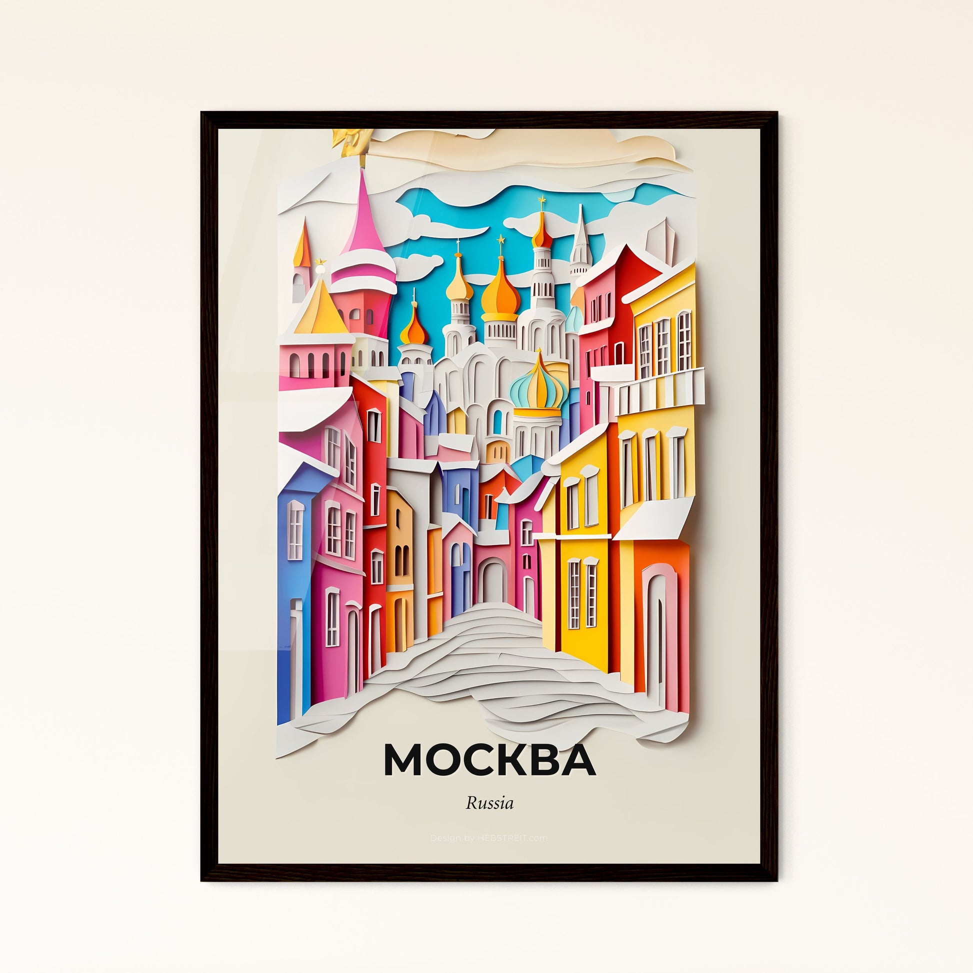 Vivid Moscow, Russia - a paper cut of a city with a bridge