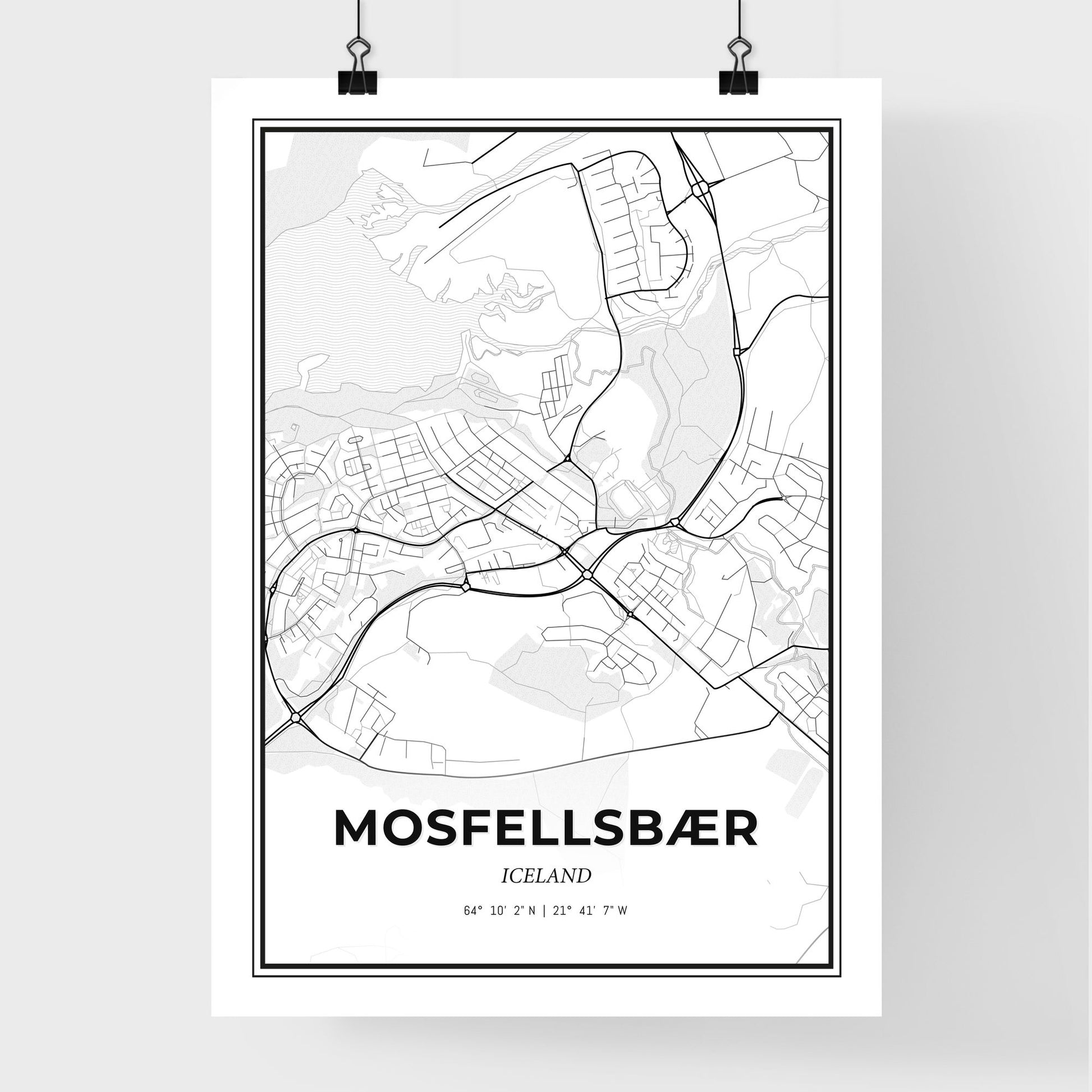 Mosfellsbær Iceland - Premium City Map Poster