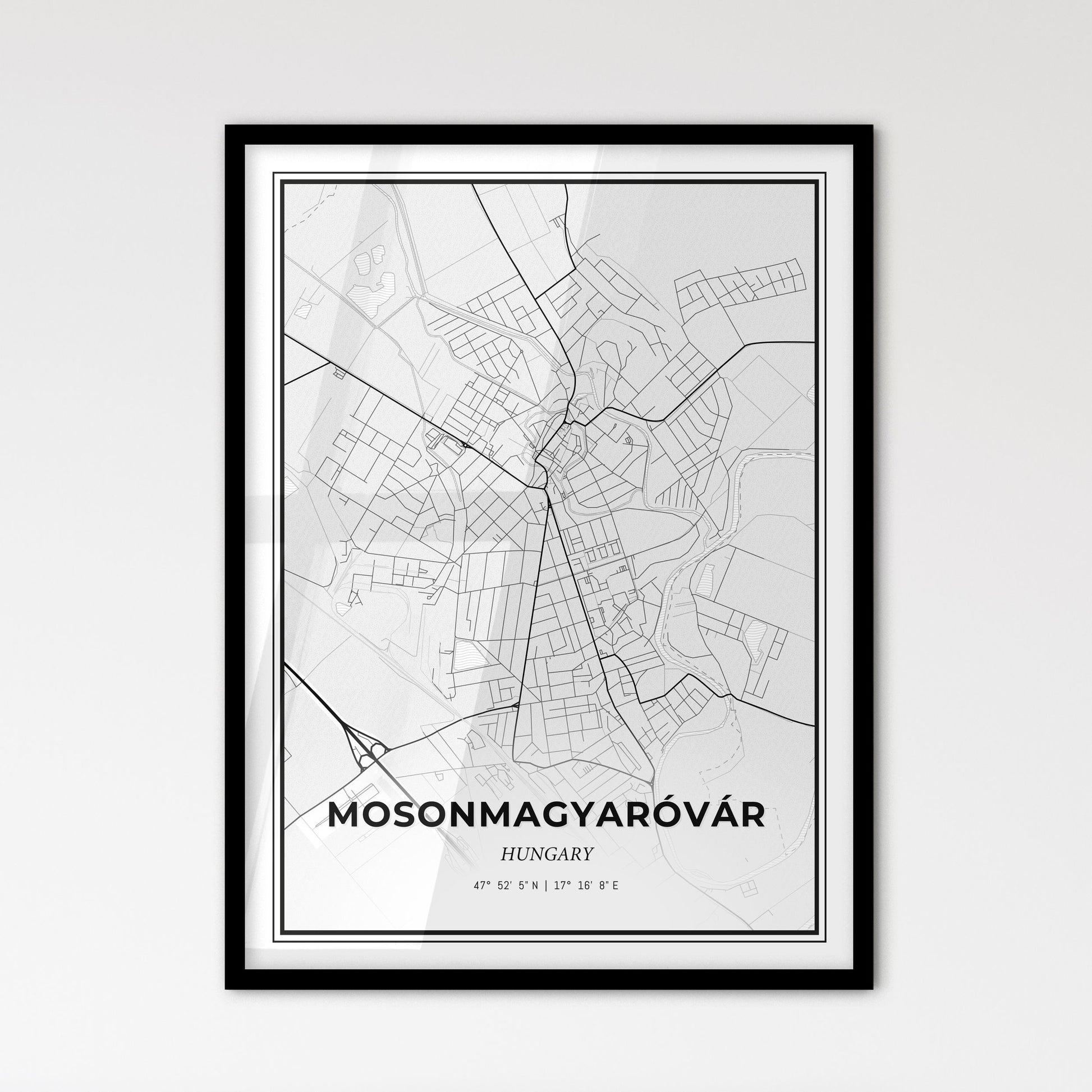 Mosonmagyaróvár Hungary - Scandinavian Style City Map for Modern Home Decor