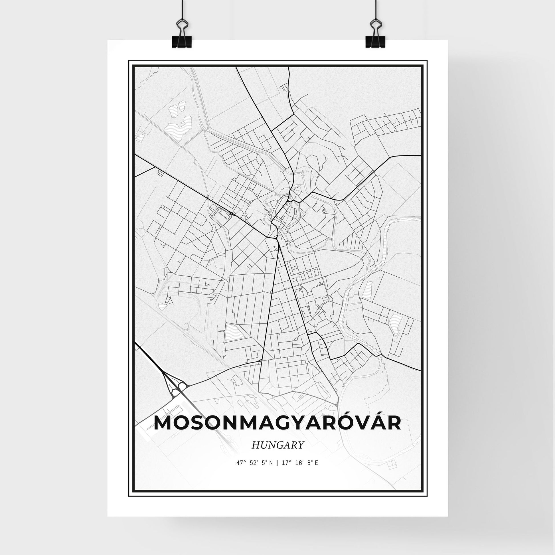 Mosonmagyaróvár Hungary - Premium City Map Poster