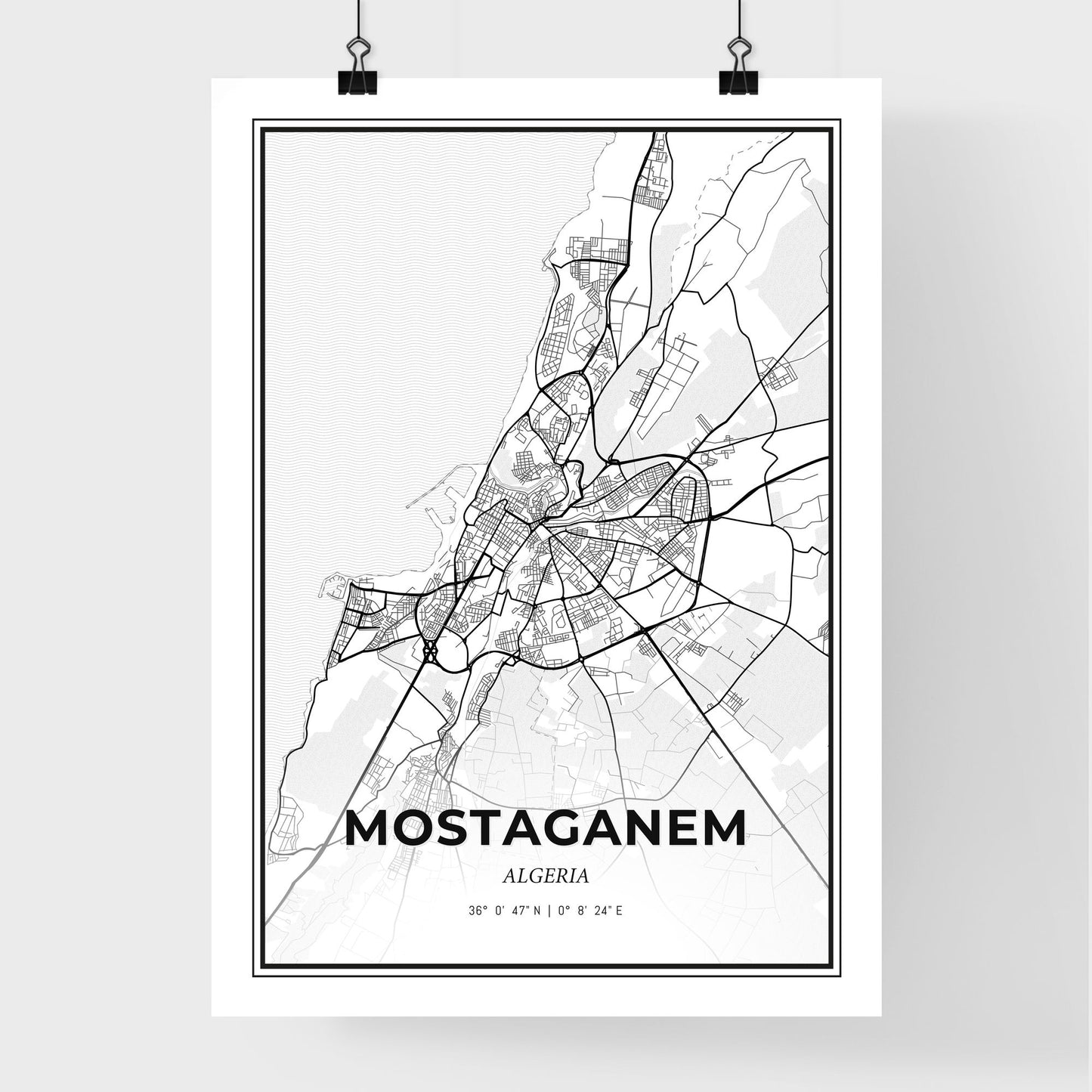 Mostaganem Algeria - Premium City Map Poster