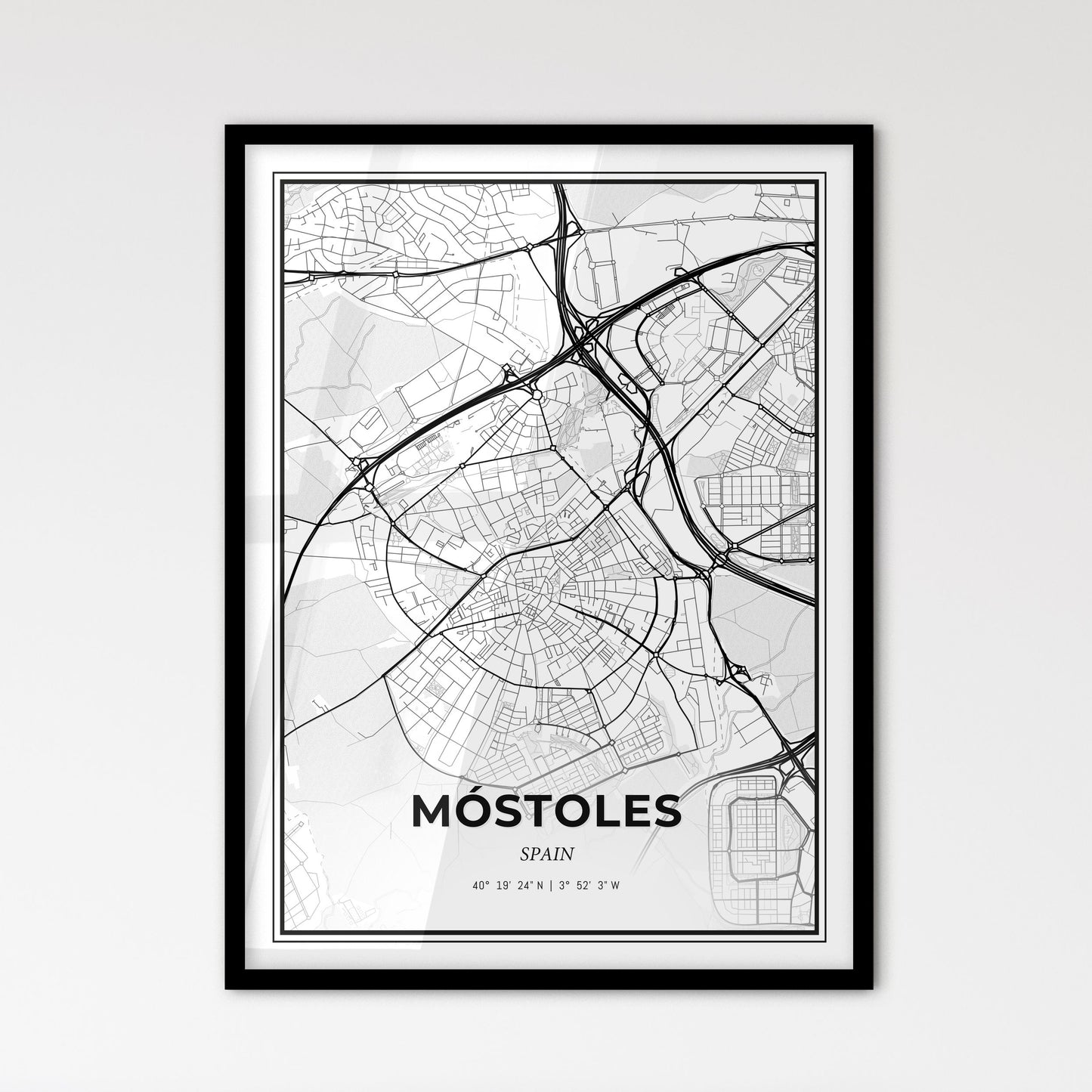 Móstoles Spain - Scandinavian Style City Map for Modern Home Decor