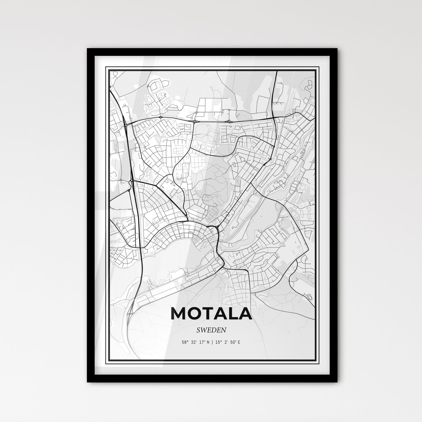 Motala Sweden - Scandinavian Style City Map for Modern Home Decor