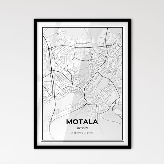 Motala Sweden - Scandinavian Style City Map for Modern Home Decor