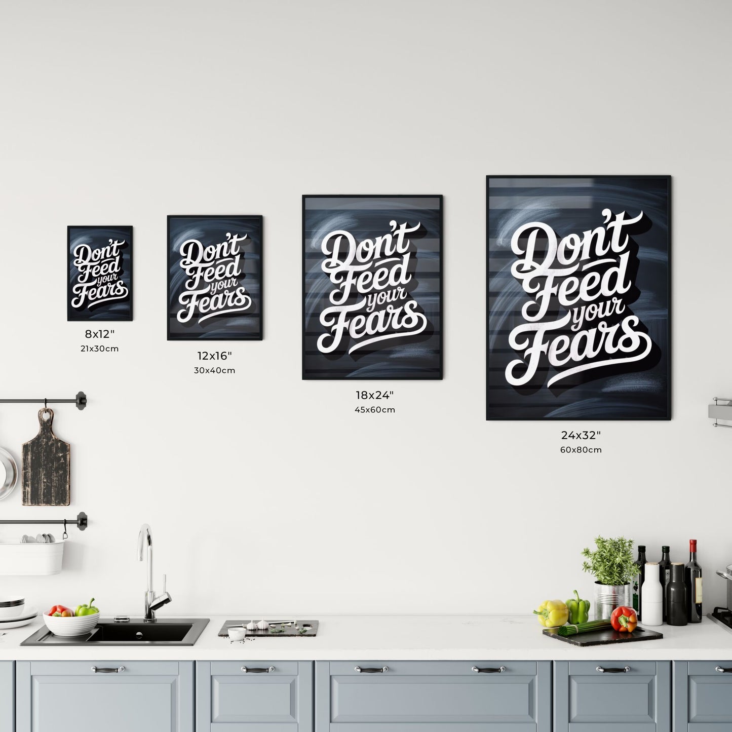 Motivational Chalkboard Art: Don't Feed Your Fears - Empowering Positive Mindset Encouragement Chart