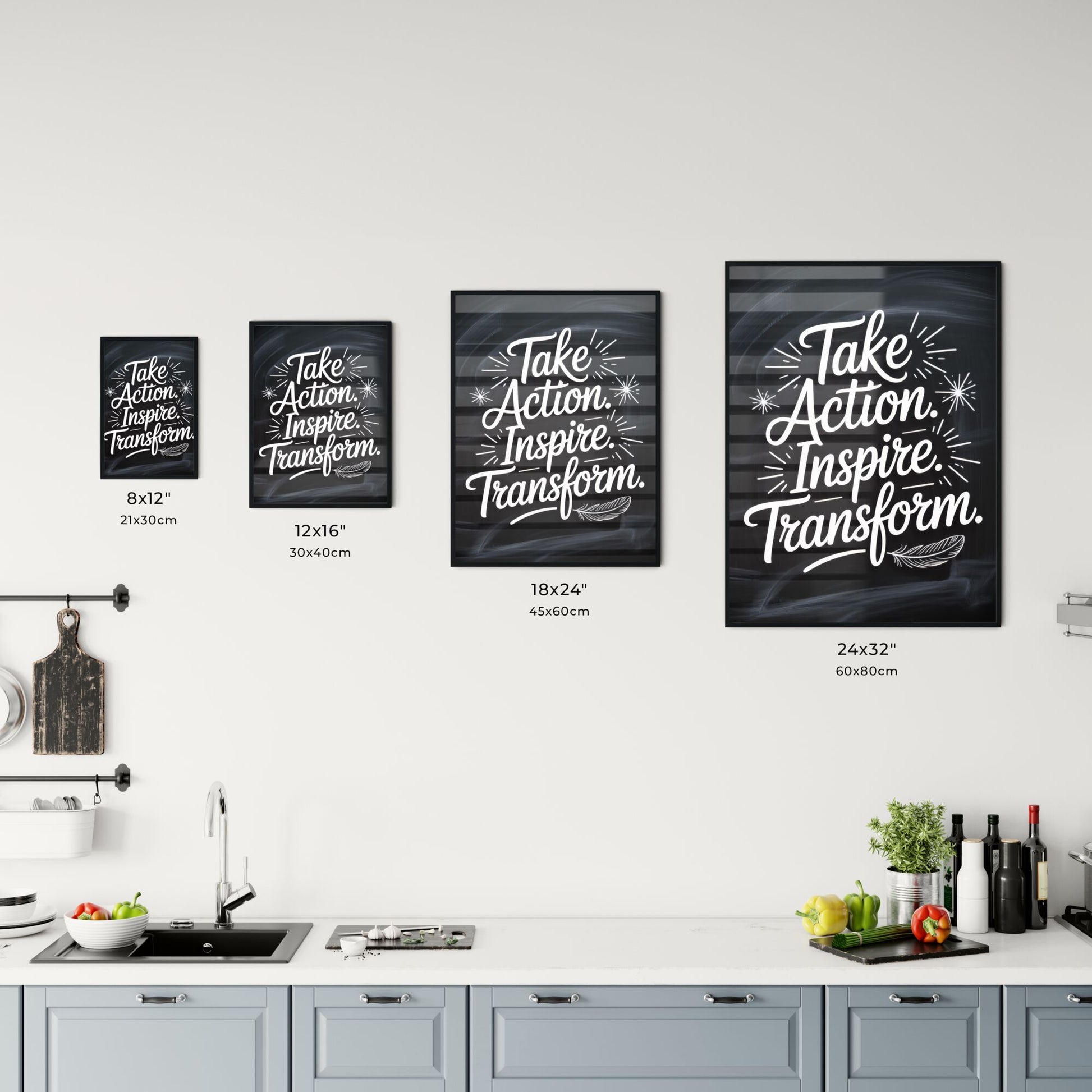 Motivational Chalkboard Design: Take Action, Inspire Change, Transform Your Life. Chart