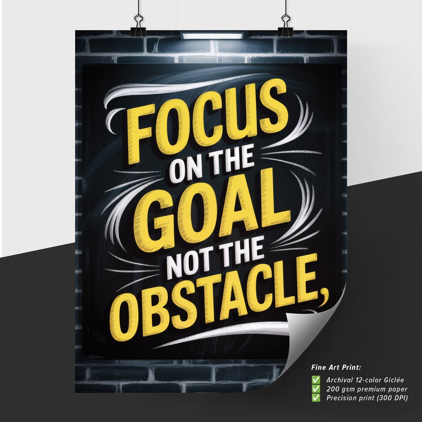 Motivational Wall Art: Focus on Goals, Not Obstacles - Inspirational Quote for Success and Perseverance