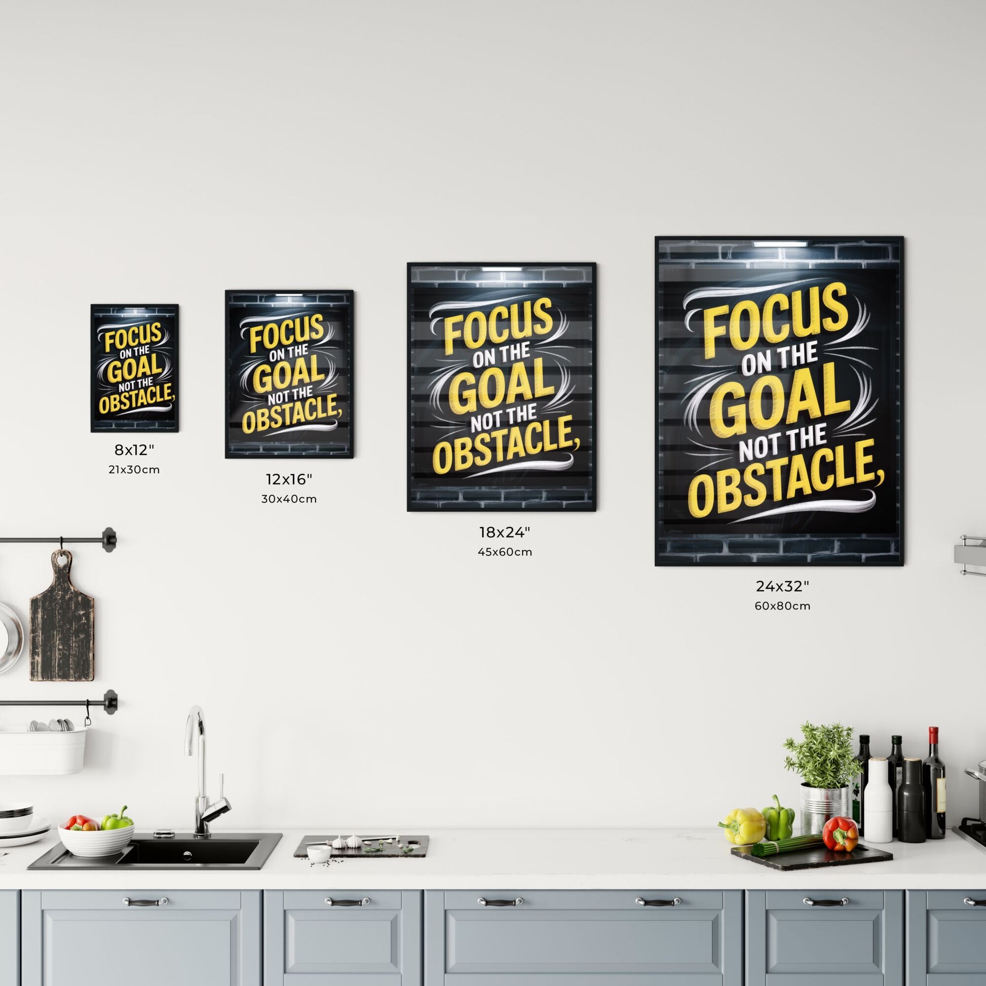 Motivational Wall Art: Focus on Goals, Not Obstacles - Inspirational Quote for Success and Perseverance Chart