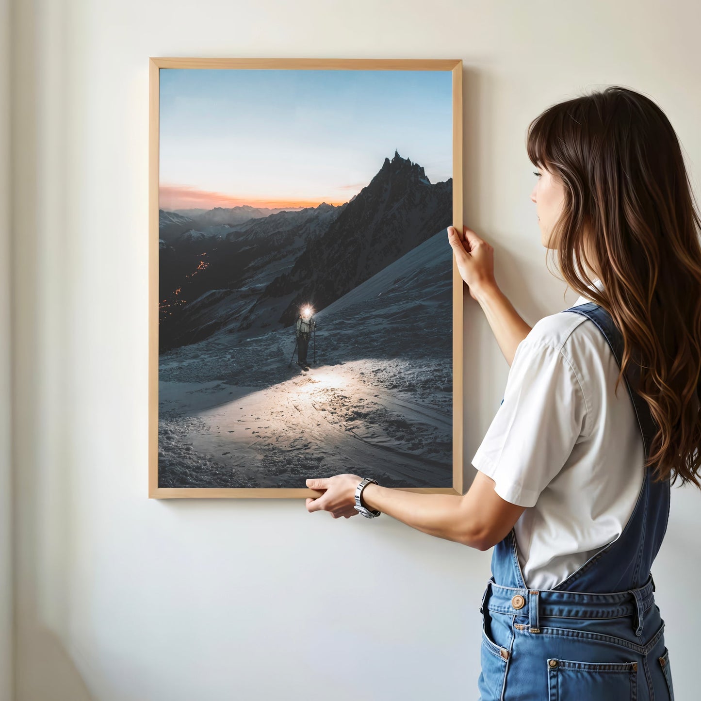 Mountaineer on Grands Mulets Route to Mont Blanc – Chamonix Art Print