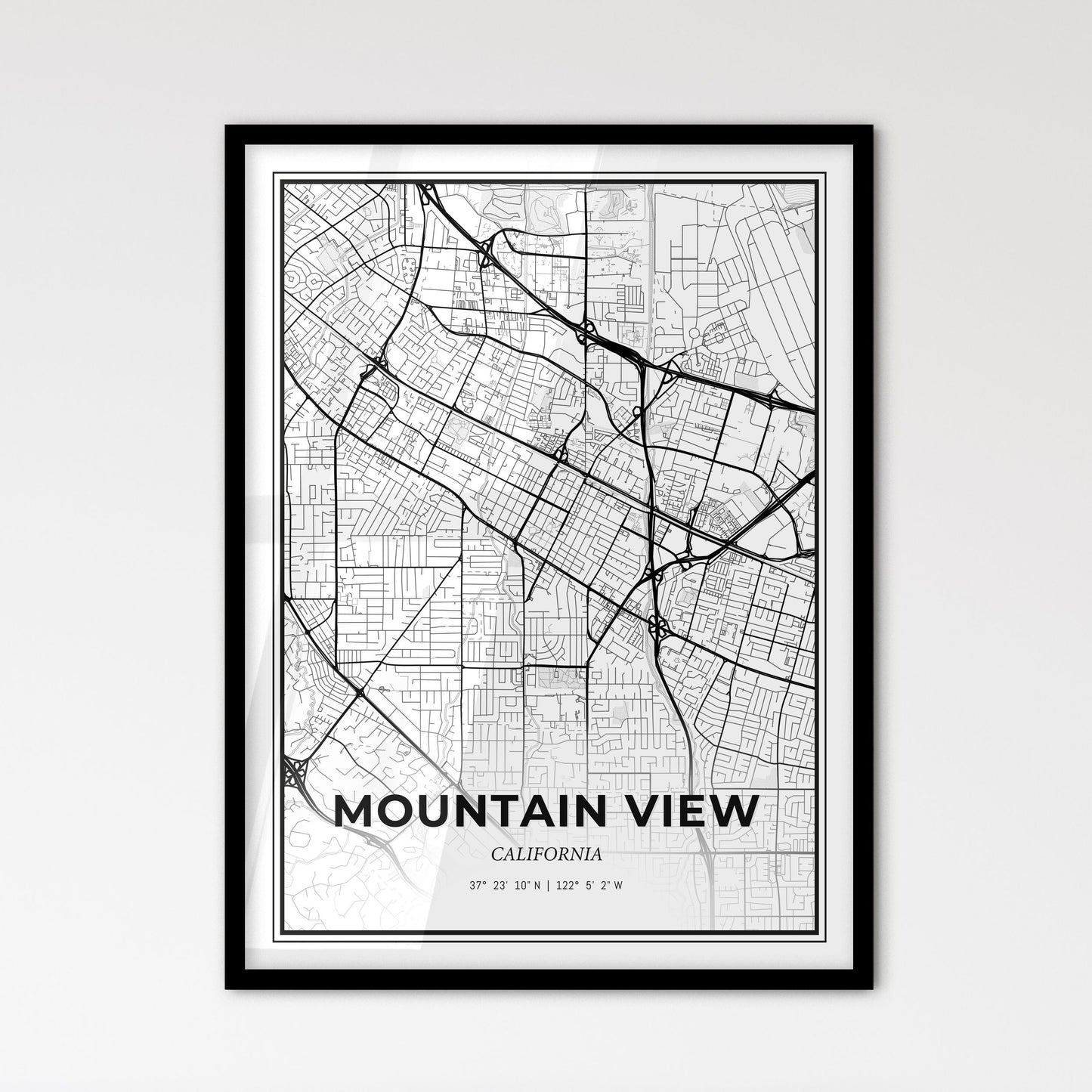 Mountain View California - Scandinavian Style City Map for Modern Home Decor