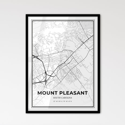 Mount Pleasant South Carolina - Scandinavian Style City Map for Modern Home Decor