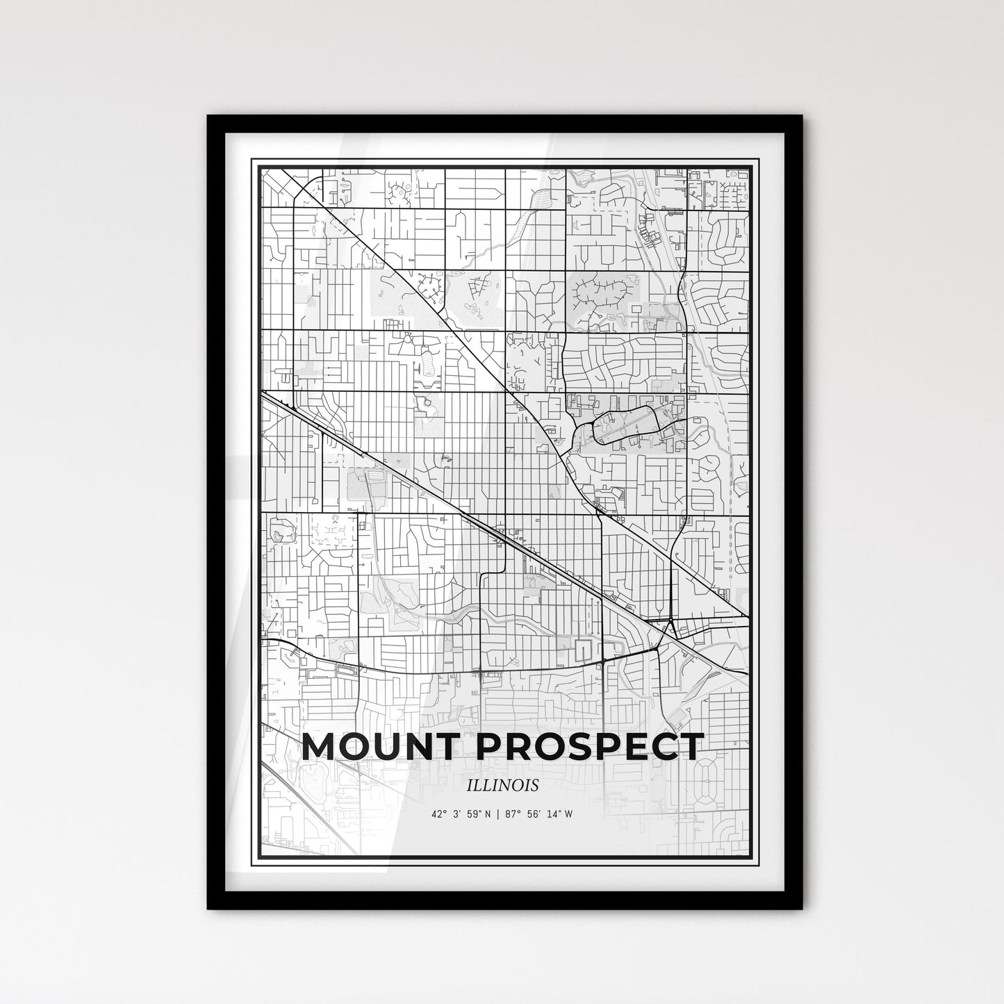 Mount Prospect Illinois - Scandinavian Style City Map for Modern Home Decor