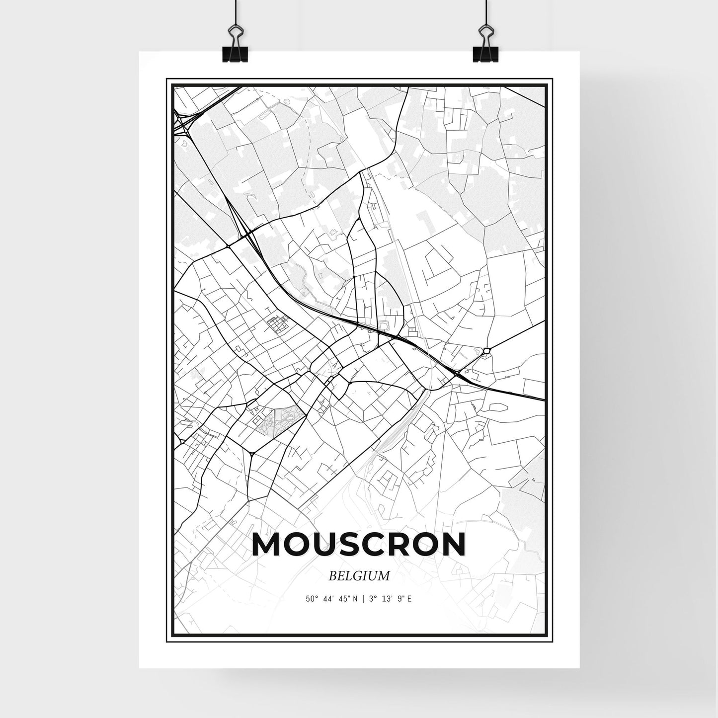 Mouscron  Belgium - Premium City Map Poster