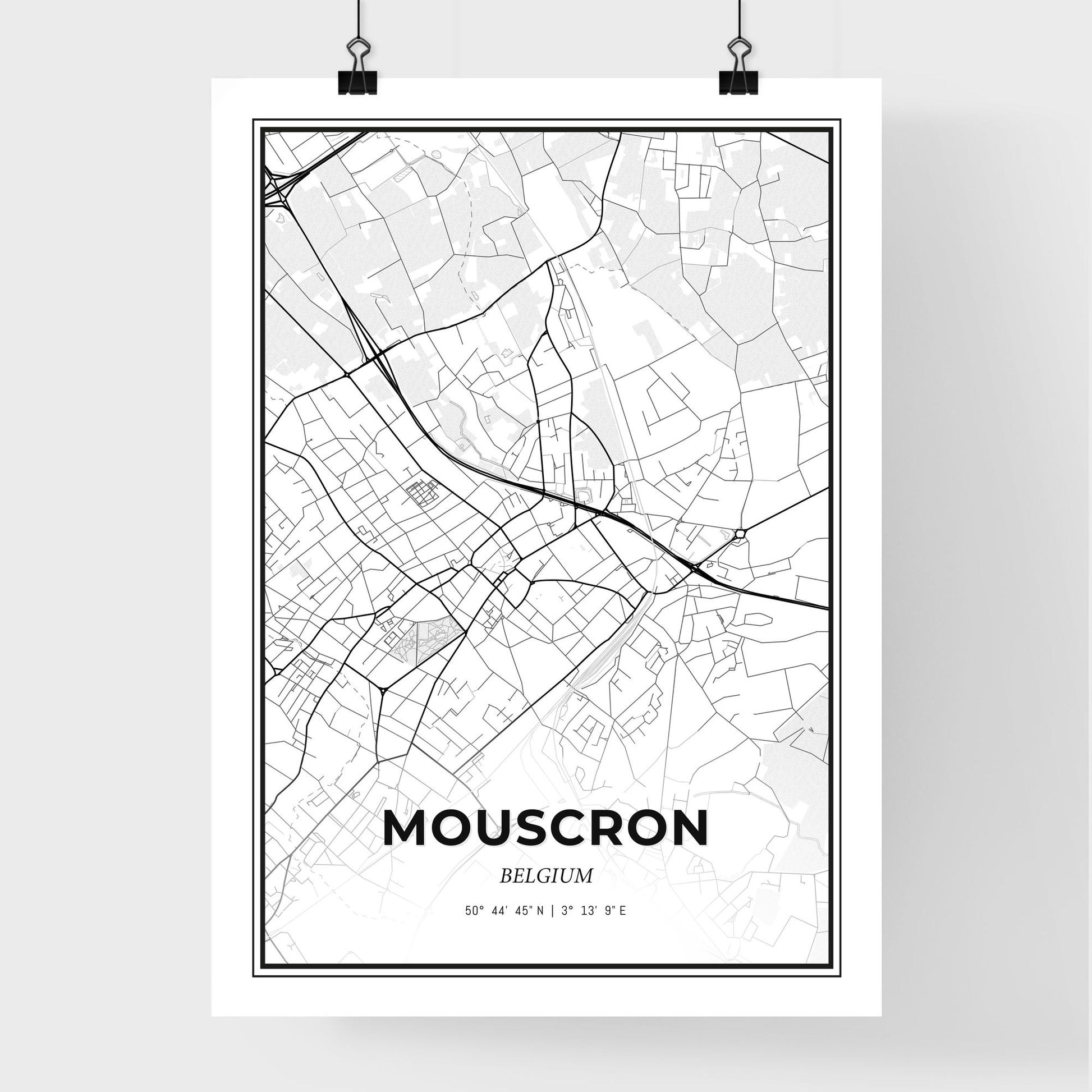 Mouscron  Belgium - Premium City Map Poster