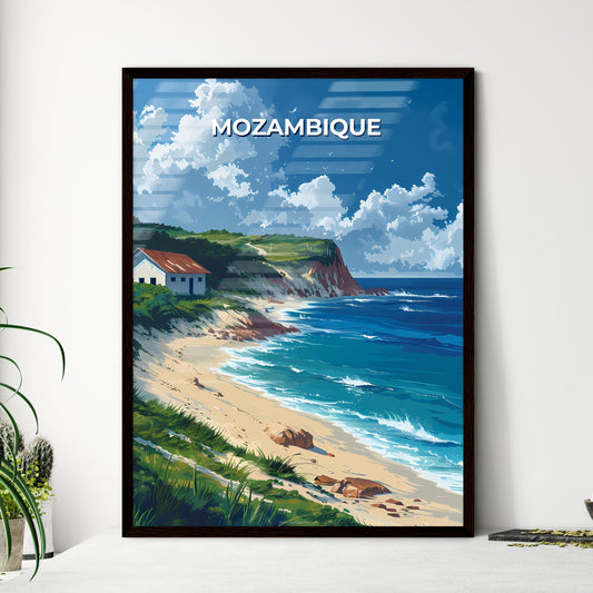 Mozambique, Africa - Art Painting, House on Cliff, Ocean Coast, Wall Decor