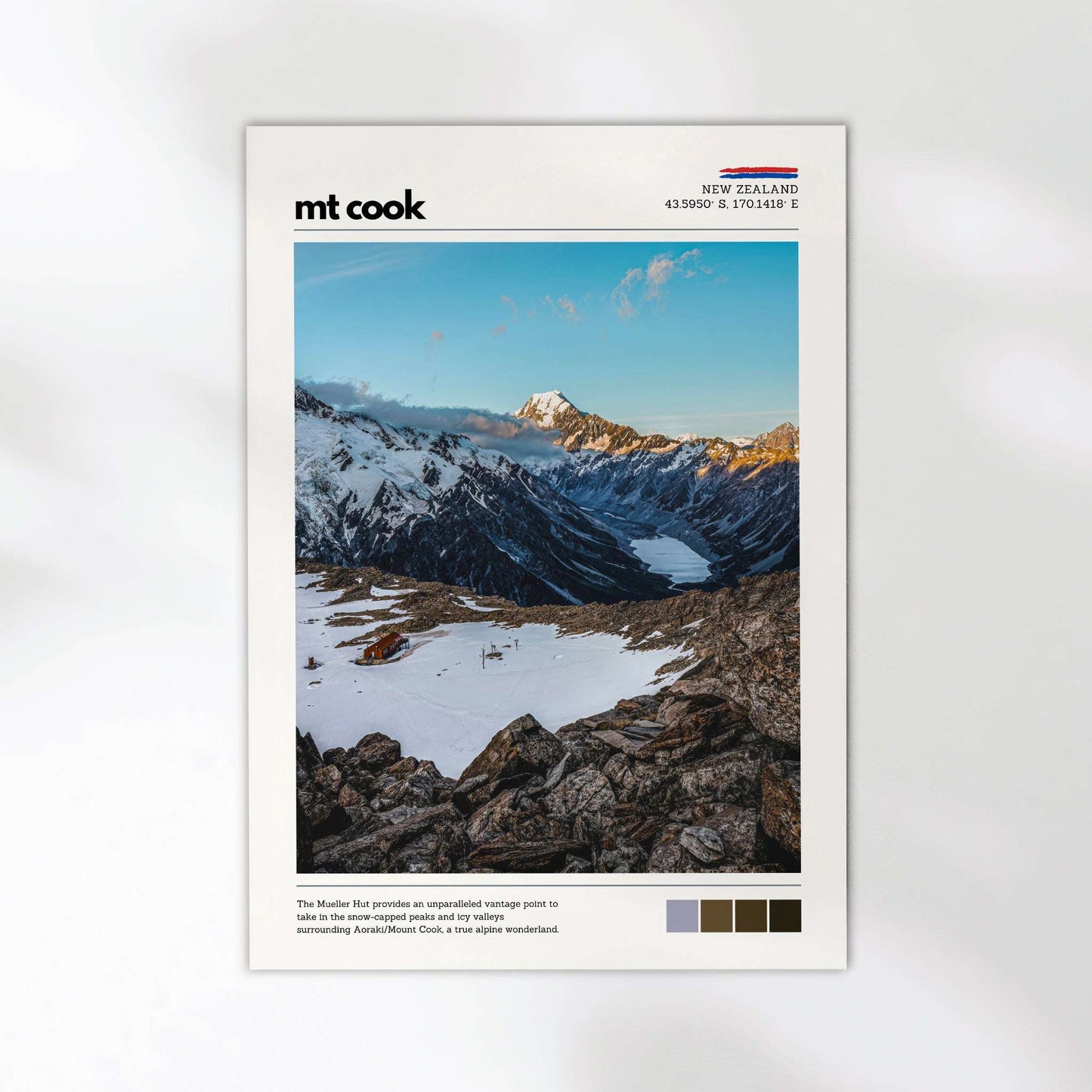 Mt Cook Wall Art Print – Aoraki / Mueller Hut, New Zealand